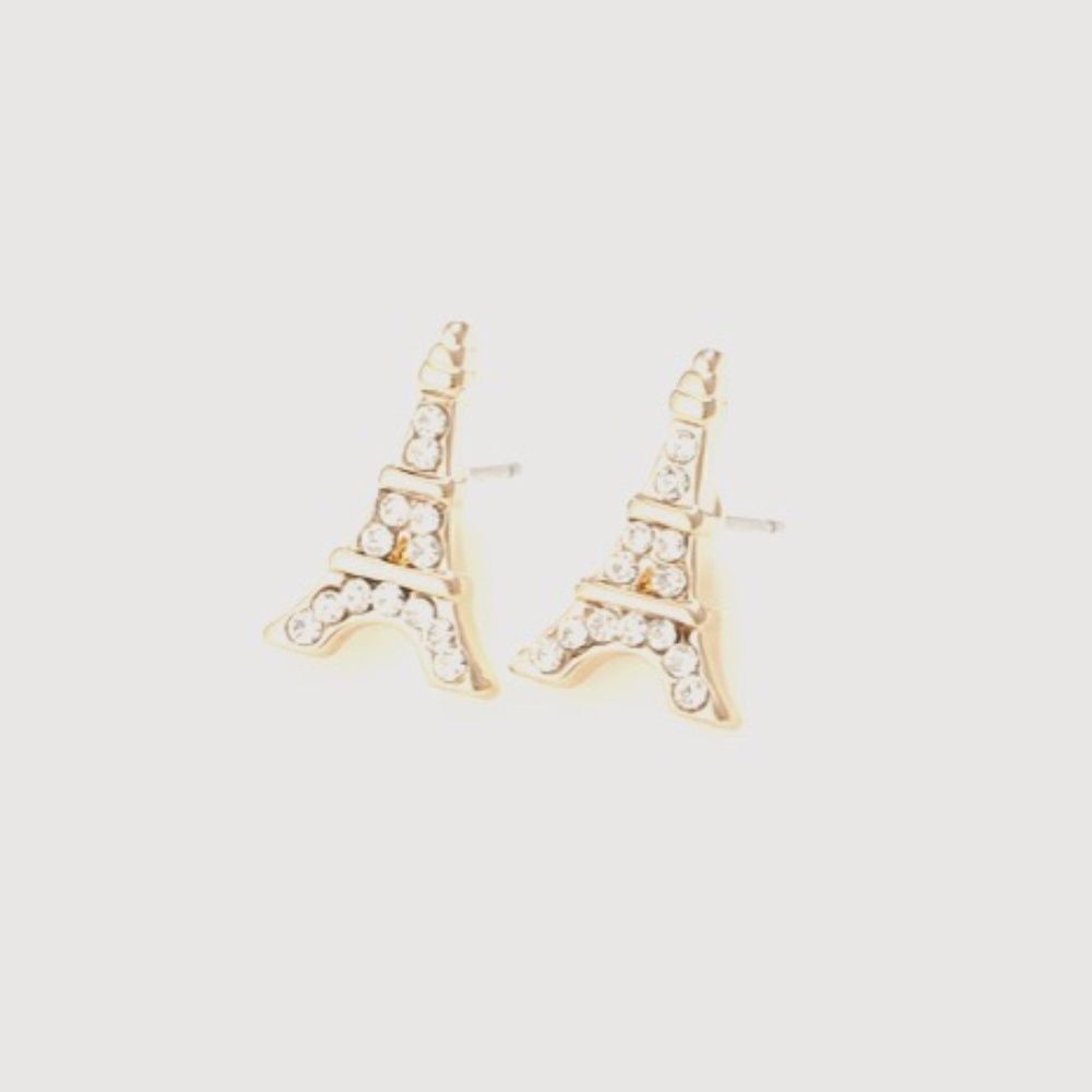 Rhinestone Eiffel Tower Stud Earrings